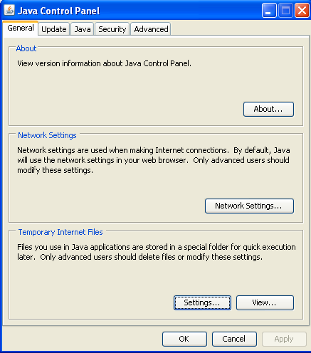 Java Control Panel Java Control Panel
