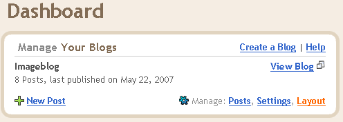 Blogger's Dashboard